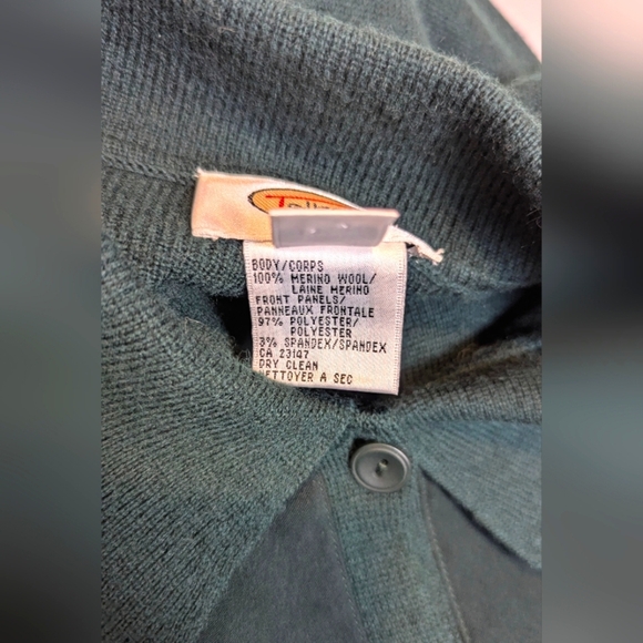 Vintage Talbot's skirt set merino wool sweater jacket faux suede green skirt Lrg - Picture 5 of 12